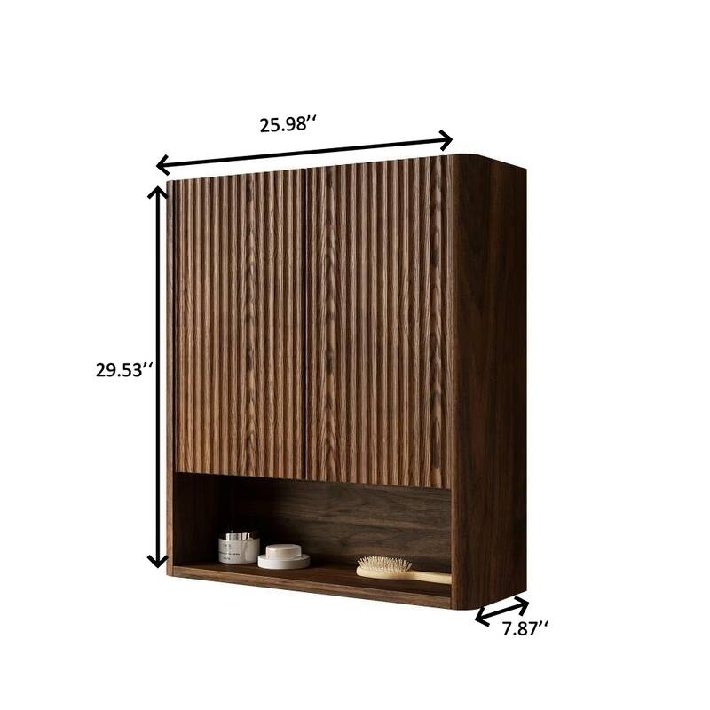 26" Wall-Mounted Striped Bathroom Cabinet
