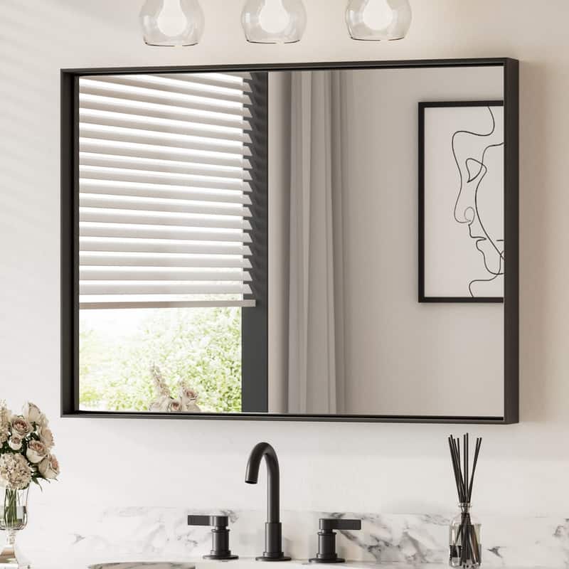 Keonjinn Aluminum Framed Wall Mount Bathroom Vanity Mirror