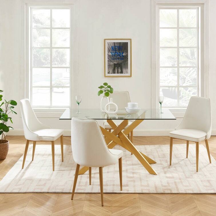 2pcs Glass Top End Table Coffee Table Set