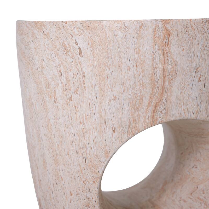 Christopher Knight Home - Modern Indoor/Outdoor 19.29"H MgO Accent Side End Table with Sculptural Cutout & Marble Finish