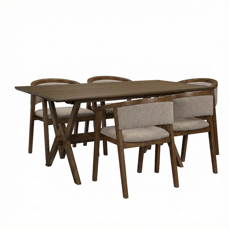 Christopher Knight Home - Modern 5-Piece Dining Set with Rectangular V-Base Dining Table & Hand-Woven Upholstered Dining Chairs