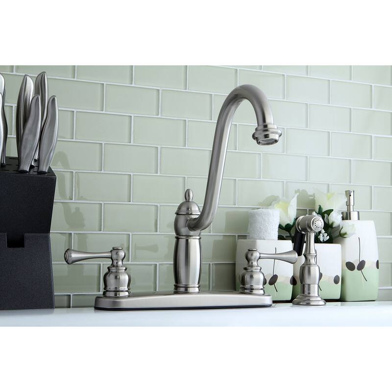 Kingston Brass Heritage Centerset Kitchen Faucet - Brushed Nickel