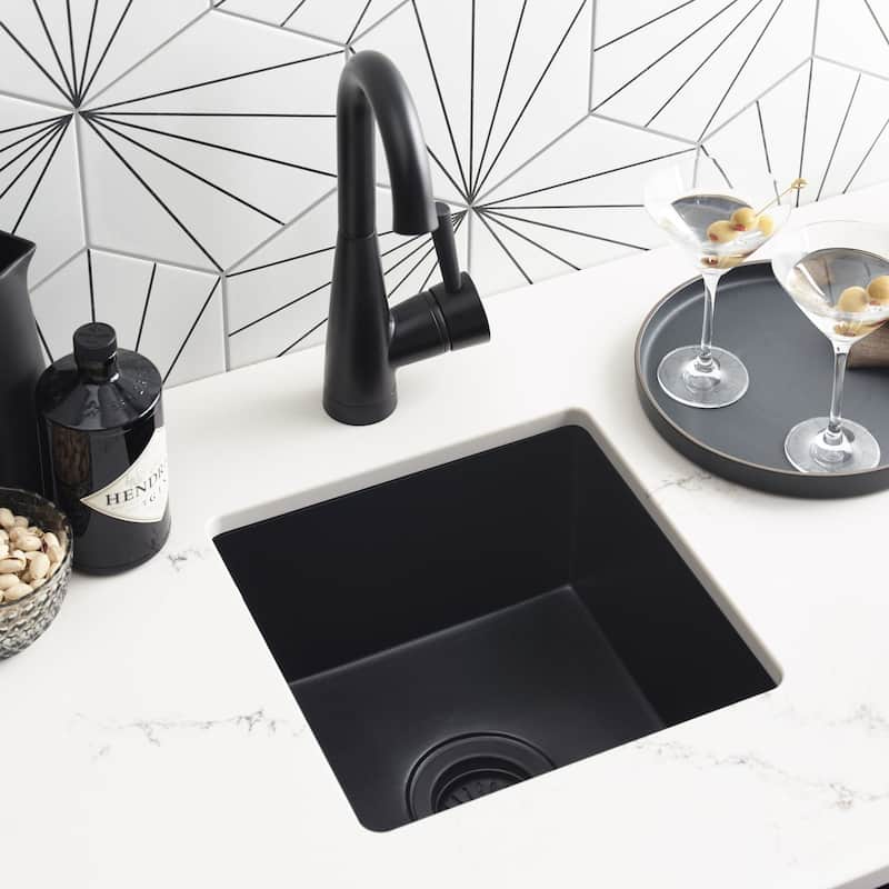 Ventana 15-inch NativeStone Concrete Bar/ Prep Sink - 15" x 15" x 8"