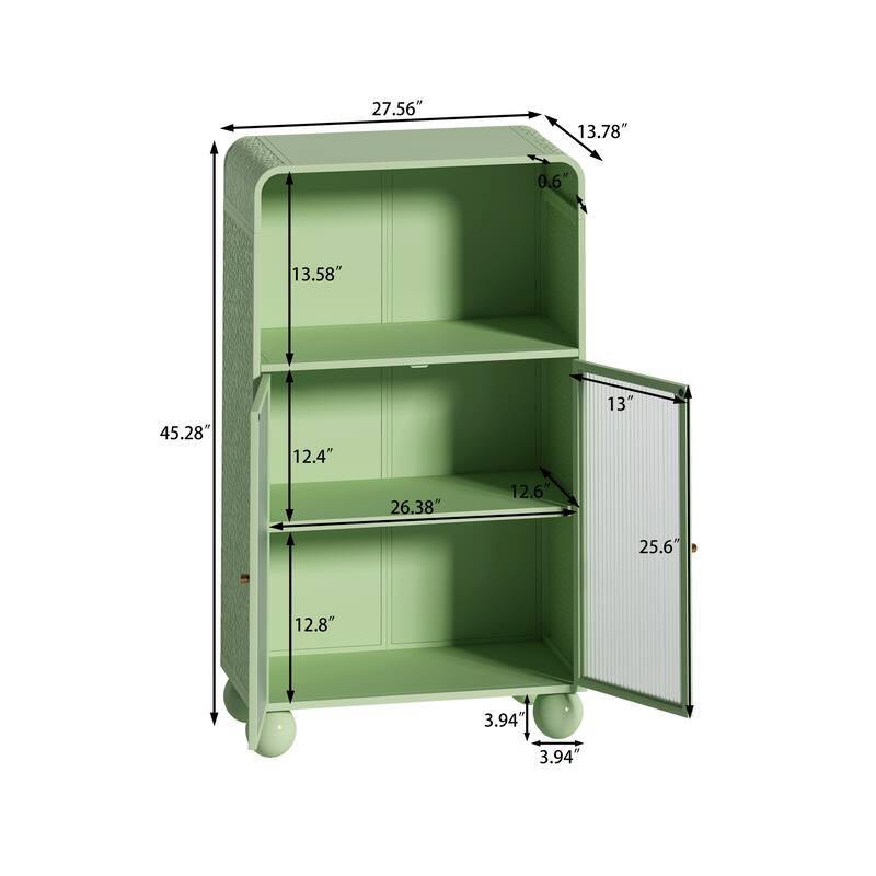 Floor Storage Cabinet with Glass Door and Shelves, Freestanding Display Cabinet