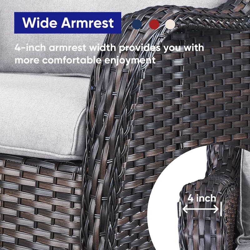 Gymojoy Patio Rattan Loveseat Sofa Outdoor Wicker Loveseat
