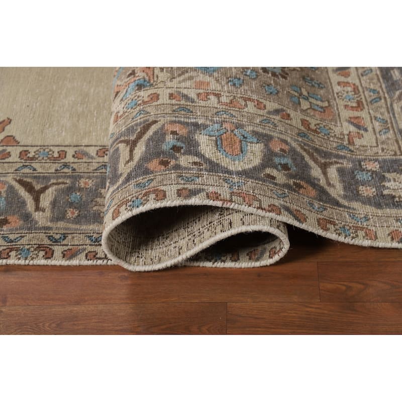 Floral Beige Tabriz Persian Area Rug Handmade Wool Carpet - 8'1"x 10'7"