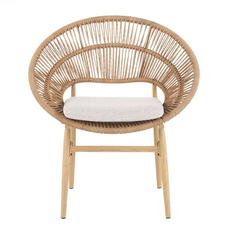 Outdoor Wicker Papasan Style Dining Chair