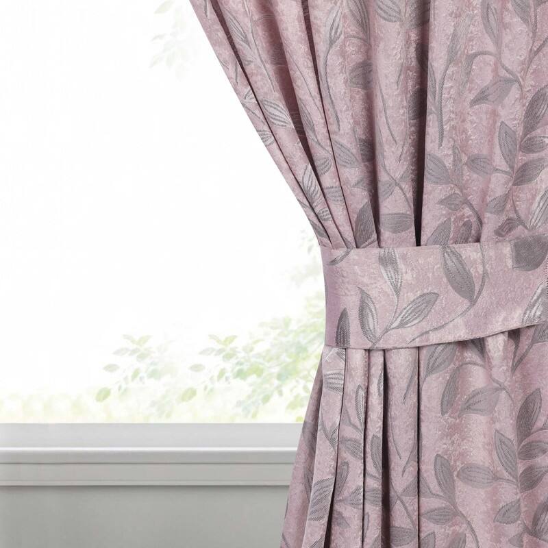 Superior Leaves Machine Washable Room Darkening Grommet With Ties Blackout Curtains, Set of 2