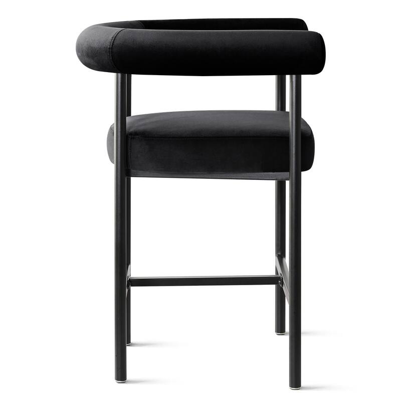 Velvet Counter Height Bar Stools with Arms, Curved Back, Metal Frame (Set of 4)