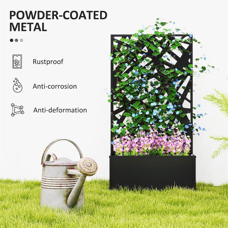 24" Black Metal Wall-Mountable Raised Garden Bed with Drainage Slots for Healthy Plants - 24" L x 9.1" W x 44.5" H