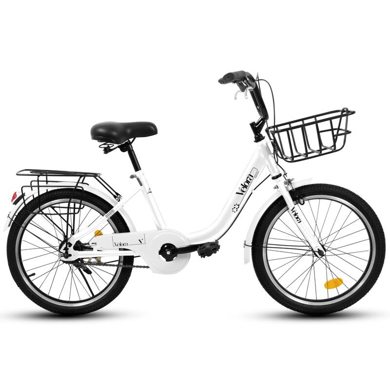 20 Inch Kids Steel Frame Bike, 7-Speed Children Bicycle with Coaster Brake, V-Brake, Chain Guard & Rear Rack for Boys & Girls