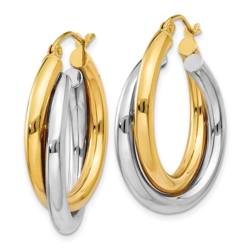 Curata 14k Yellow Gold Polished Double 17x6mm Hoop Earrings