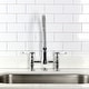 preview thumbnail 9 of 29, Kingston Brass Essex Double-Handle Wall-Mount Pre-Rinse Bridge Kitchen Faucet