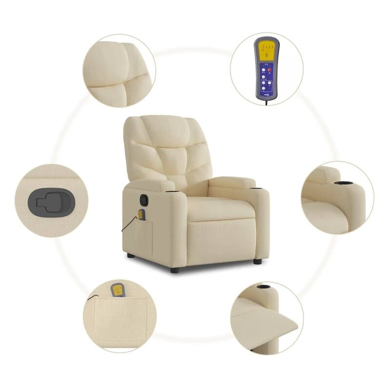 vidaXL Stand up Massage Recliner Chair Light Gray Fabric