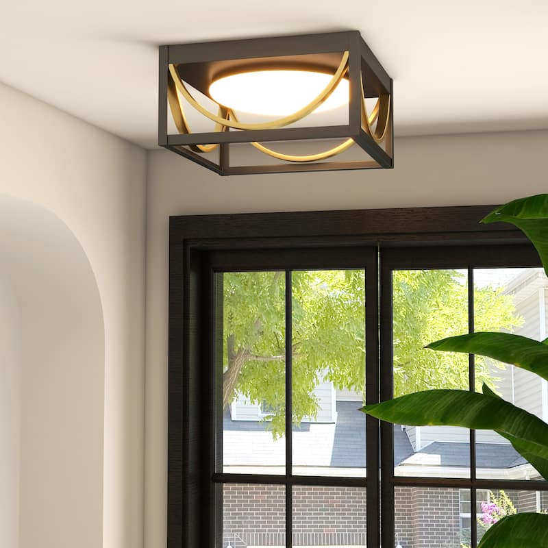 1-Light 28W LED Rectangles Ceiling Light - 11.8"x11.8"x5.5"
