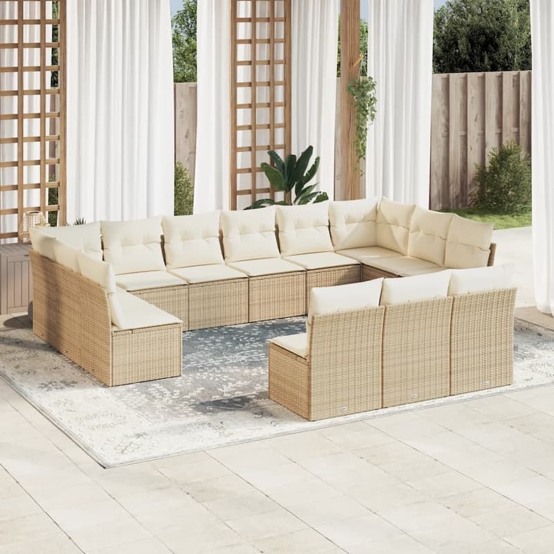 vidaXL Garden Sofa Set Beige, Cream white - 24.4 x 24.4 x 27.2