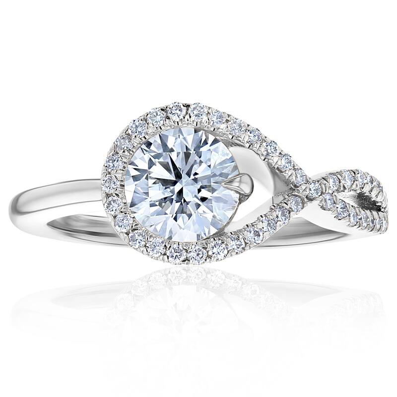 Kobelli 1.25 Carats Lab Grown Diamond Certified 14k Solid Gold Round Twist Lasso Ring - White - 4.5