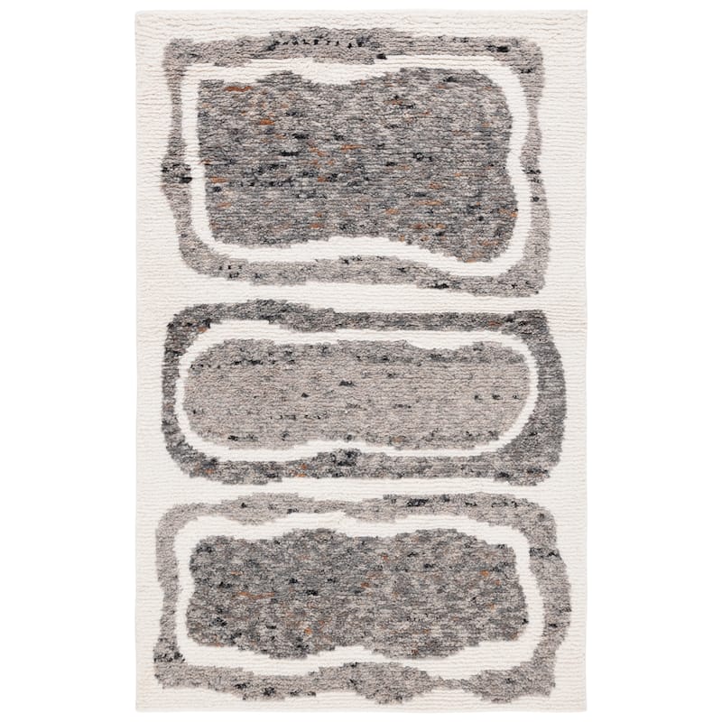 SAFAVIEH Handmade Casablanca Roksana Wool Rug - 6' Square - Ivory/Dark Grey