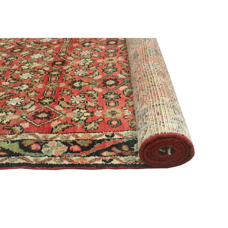 Fine Vintage Distressed Asucena Rust/Charcoal Runner - 3'7" x 11'0"