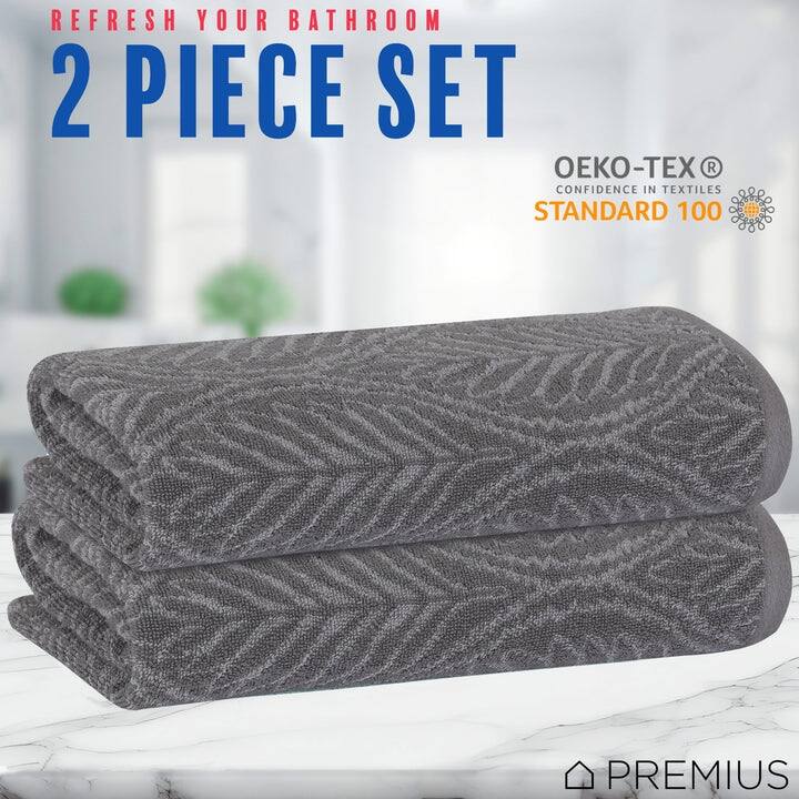 PREMIUS 2 Pack Leaf 100% Cotton Yarn Dyed Bath Sheet, 32x64 Inches - 32x64 Inches