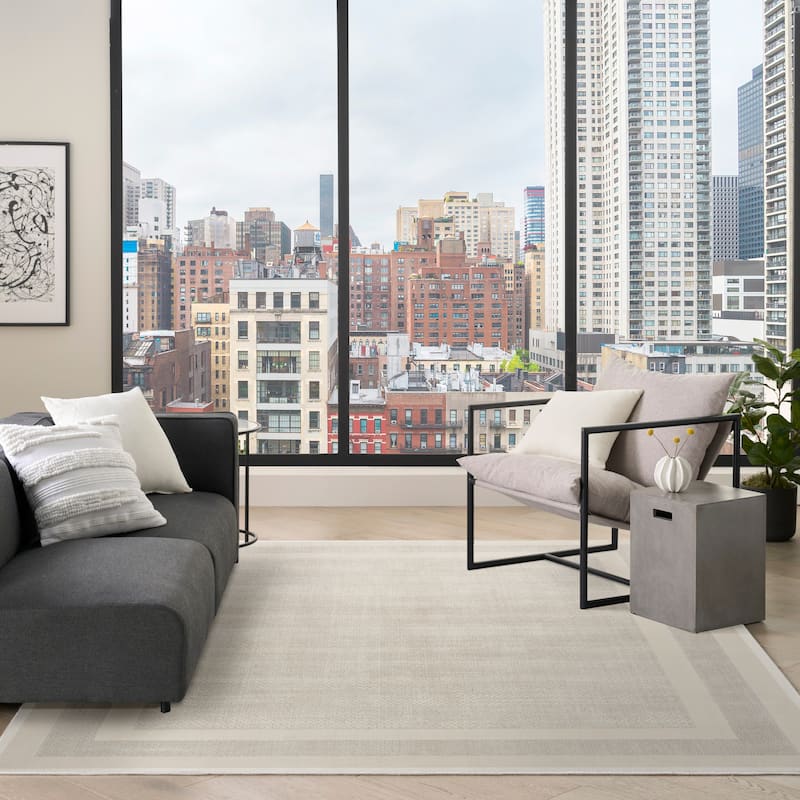 DKNY Grand Street Ivory Taupe Contemporary Chic Indoor Rug