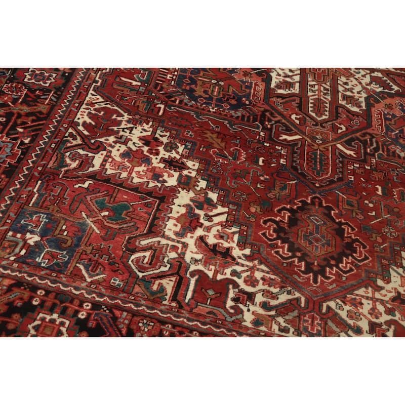 Hand Knotted Oriental 100% Wool Carpet Traditional Medallion Red Heriz Area Rug - 11' 0'' X 8' 0''