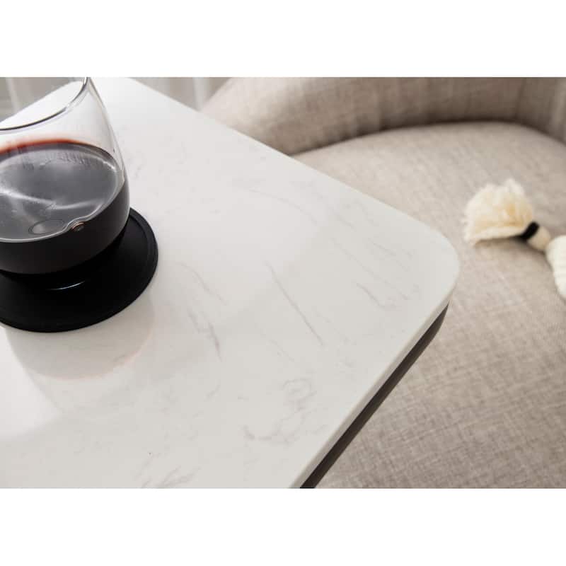 Kate and Laurel Credele Cultured Marble and Metal Accent C-Table