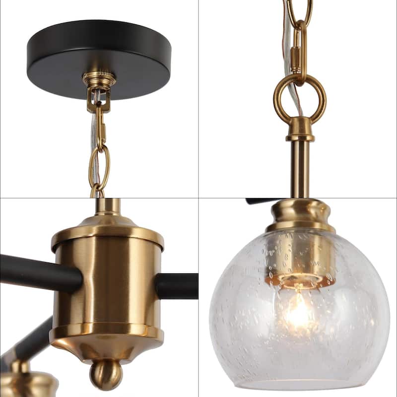 Modern 3-Light Black Gold Sputnik Chandelier Pendant Lights for Dining Room - 18" D x 17.5" H