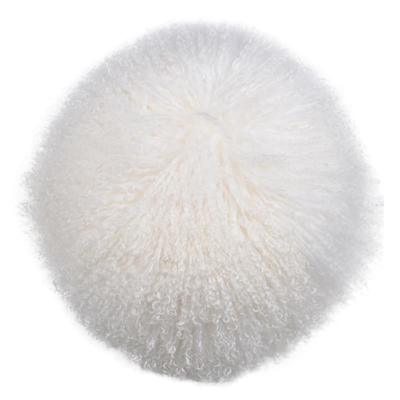 Lamb Fur Round Throw Pillow - 13.75" - White