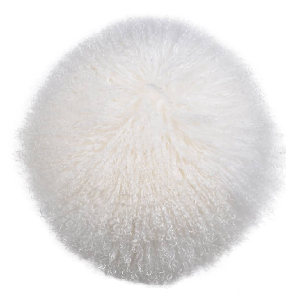 Lamb Fur Round Throw Pillow - 13.75" - White