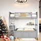 preview thumbnail 1 of 12, Lovely Twin Over Full Bunk Bed with Desk,Gray Gray