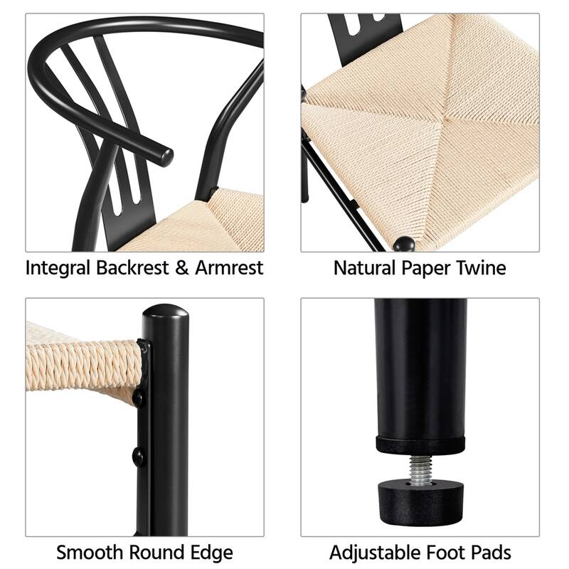Yaheetech 2PCS Modern Weave Arm Chair With Open Backrest