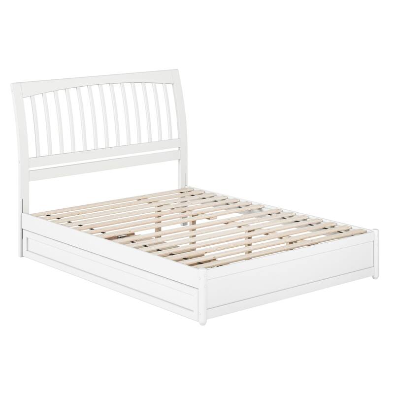 Roslyn Platform Bed with Modern Panel Footboard and Twin XL Trundle