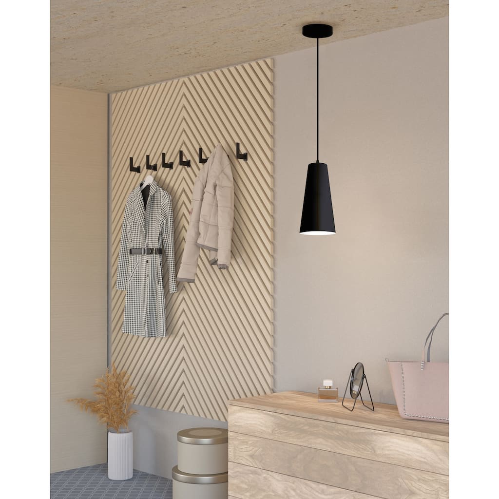 Pratella - 1-Light Mini Pendant - Structured Black Finish - Structured Black Shade