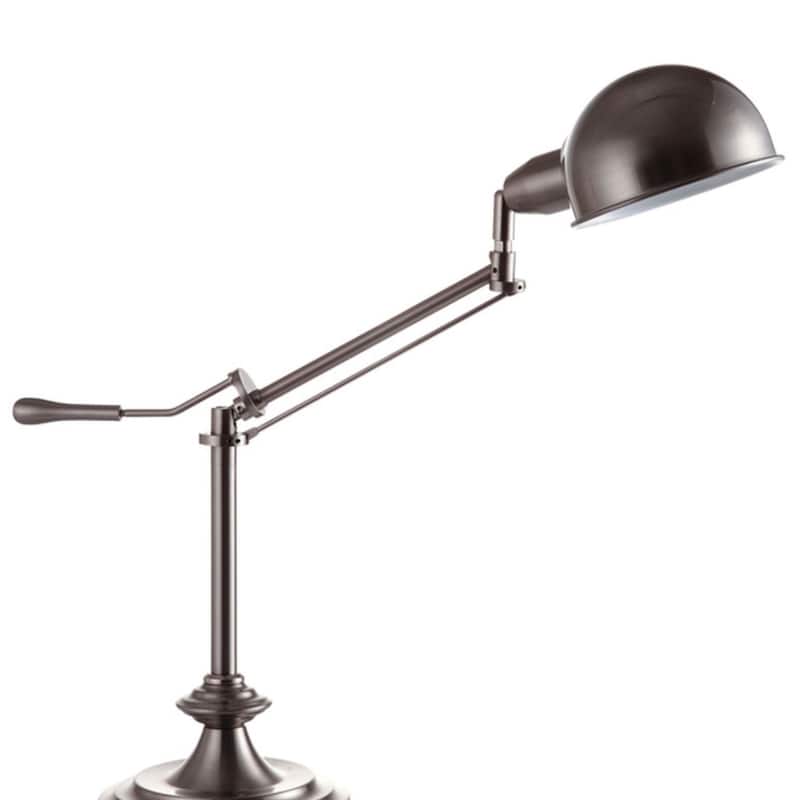 24.5" Tall Metal adjustable Table Lamp with Perch Swing Arm, Silver finish