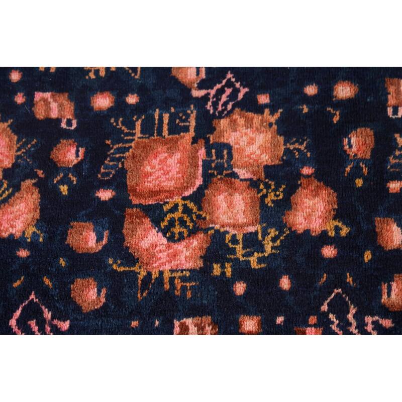 Blue Sirjan Persian Vintage Area Rug Hand-Knotted Wool Carpet - 4'6"x 6'3"