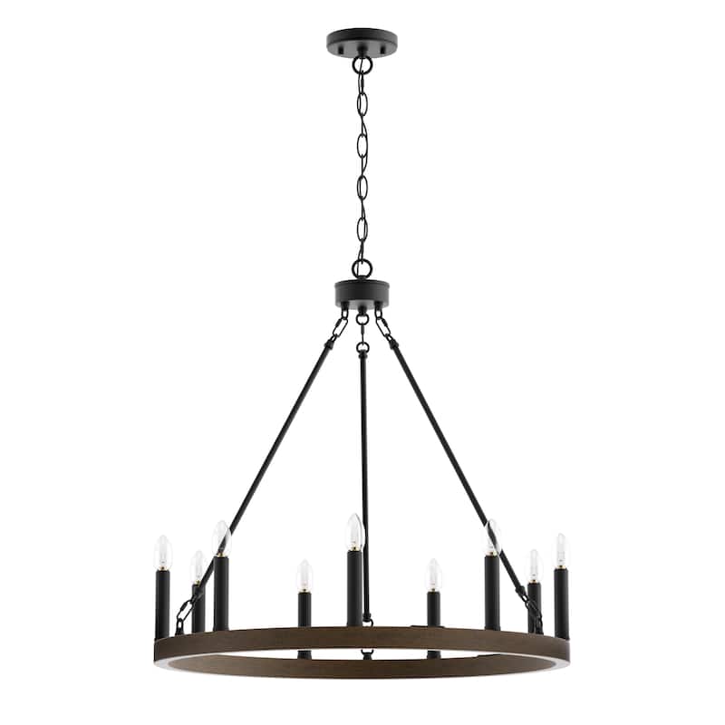 Acroma 9-light Modern Farmhouse Wagon Wheel Chandelier for Dining room - 24 inches