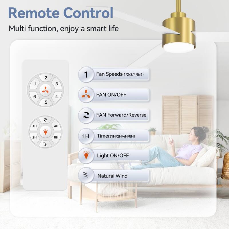 52-inches 3-Blade Ceiling Fan With Remote Downrod
