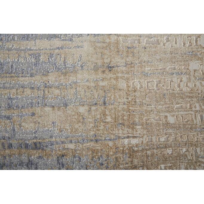 Wumo Power Loomed Distressed Abstract Modern Non Skid Area Rug By HomeRoots - 10' Runner