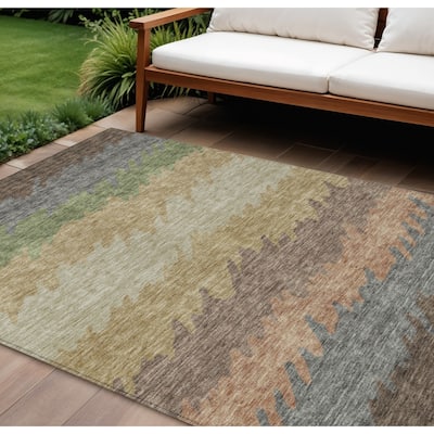 HomeRoots Striped Transitional Rectangle Outdoor Rug