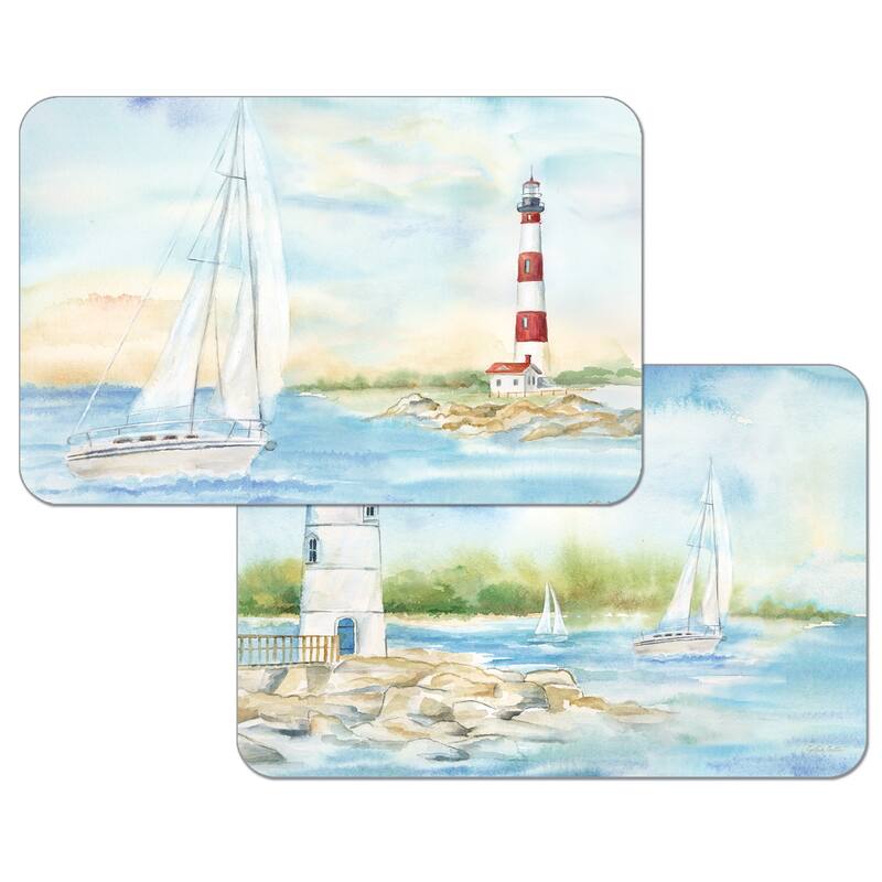 Reversible Wipe-clean Counterart Placemats Set of 4 - Lighthouse Scene