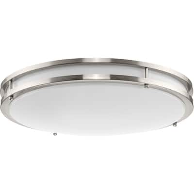 Abide Collection 5-CCT Integrated LED Brushed Nickel Contemporary 17.7" Large Flush Mount Light - 17.7 in x 17.7 in x 3.2 in