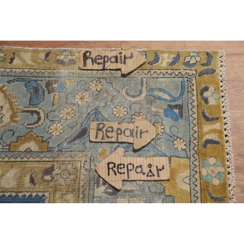 Blue Medallion Tabriz Persian Rug Hand-Knotted Oriental Wool Carpet - 9'6"x 12'8"