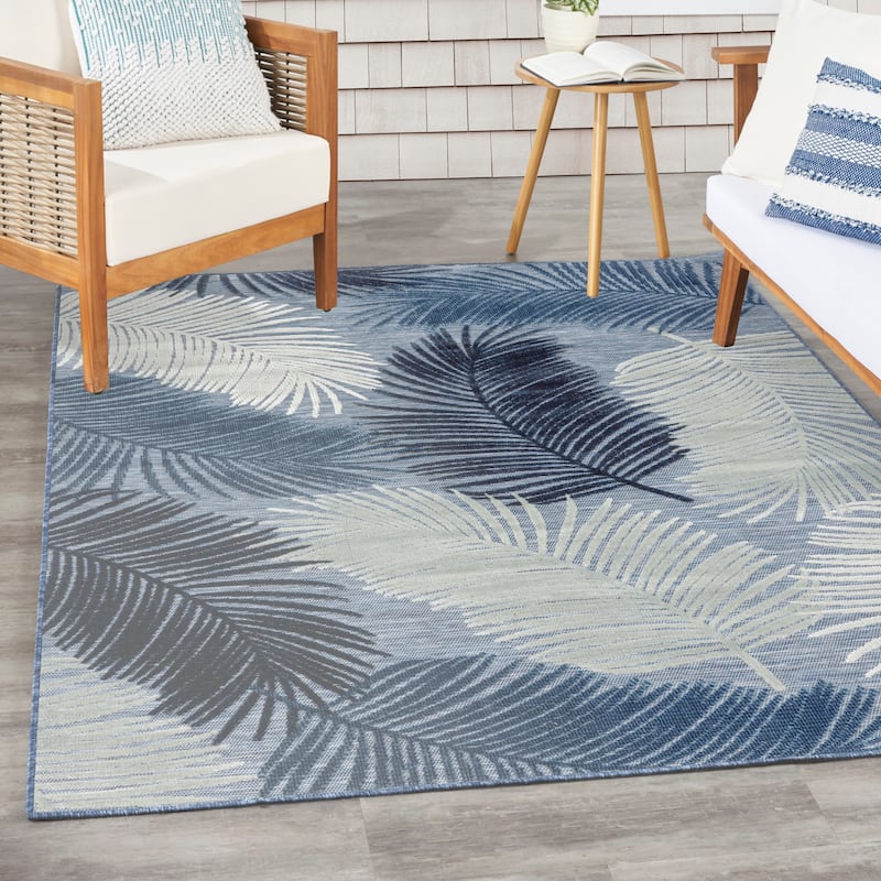 Nourison Suncoast Indoor/Outdoor Nature Area Rug. - 5'3"x7'3" - Denim