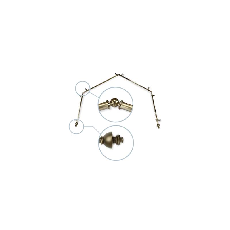 Rustic Curtain Rods & Hardware - Adjustable Metal Rods with Finials - Antique Brass Finish - 28 to 48 Inch Range - M