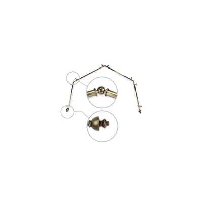 Rustic Curtain Rods & Hardware - Adjustable Metal Rods with Finials - Antique Brass Finish - 28 to 48 Inch Range - M