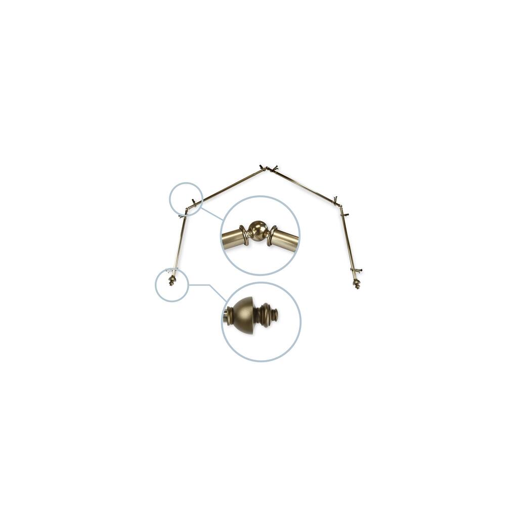 Rustic Curtain Rods & Hardware - Adjustable Metal Rods with Finials - Antique Brass Finish - 28 to 48 Inch Range - M