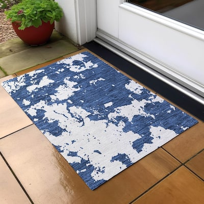 Machine Washable Indoor/ Outdoor Chantille Abstract Rug