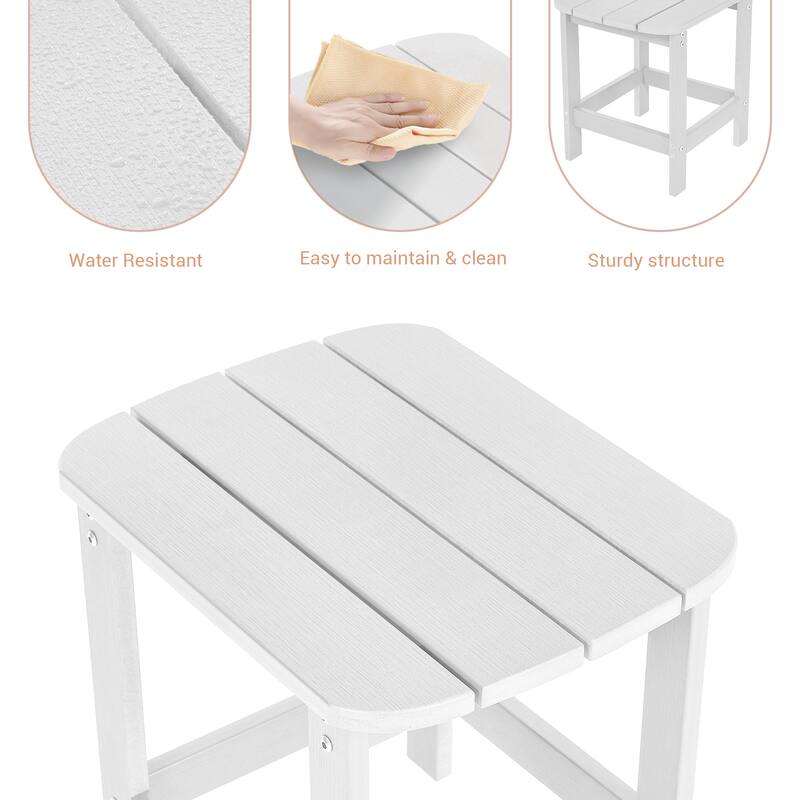LIVOOSUN Patio Adirondack Plastic Wood Outdoor Side Table for Deck