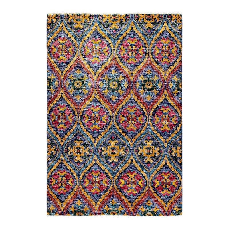 Overton Hand Knotted Wool Vintage Inspired Modern Contemporary Modern Multi Area Rug - 4' 0" x 6' 0"
